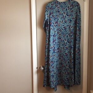 NEW LuLaRoe Blue Paisley Polyester Sarah Duster Women’s Cardigan - Sz S
